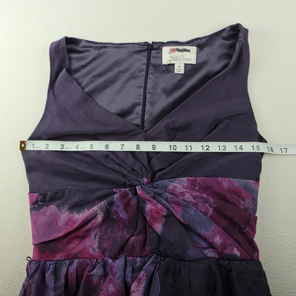 Lela Rose Neiman Marcus Target Floral Silk Blend High-Low Dress Purple Size 4 - Picture 9 of 11